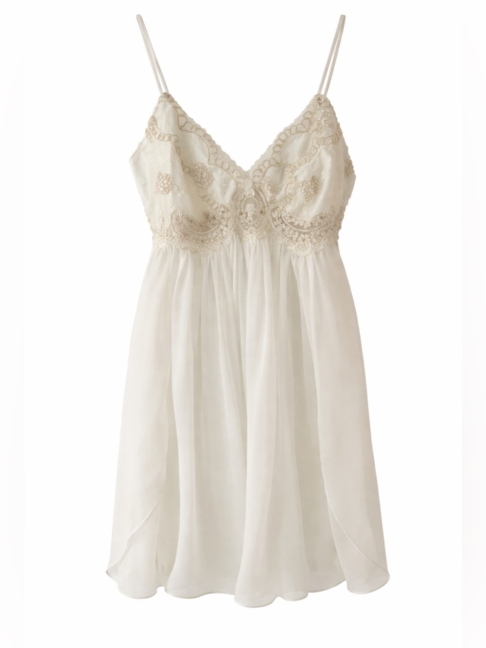 Neiman Marcus White and Cream Lace Trim Chemise
